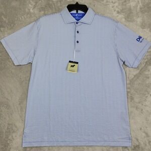 Horn Legend Golf Polo Shirt Mens S Blue Small Check Bamboo Charcoal Performance